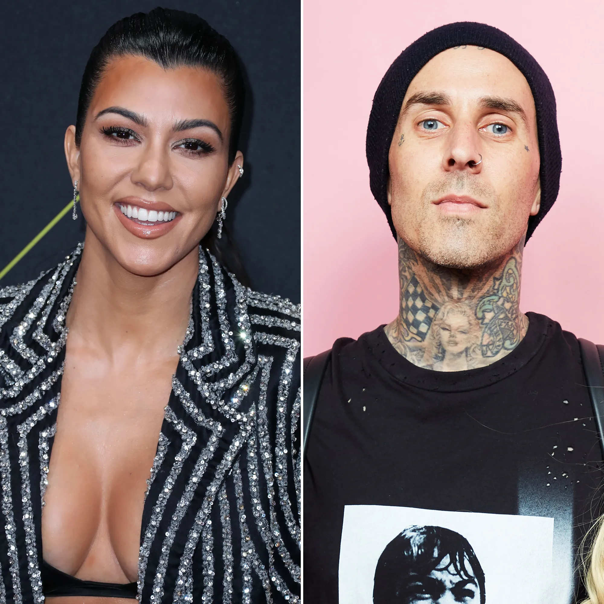 Kourtney Kardashian Beams While Hanging Out With Boyfriend Travis Barker in the Studio