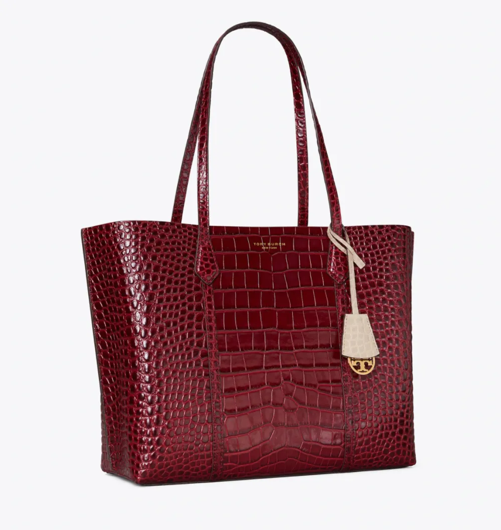 Perry Embossed Triple-Compartment Tote Bag