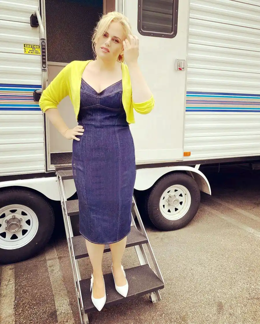 Rebel Wilson Shows Off Slim Figure Denim Dress