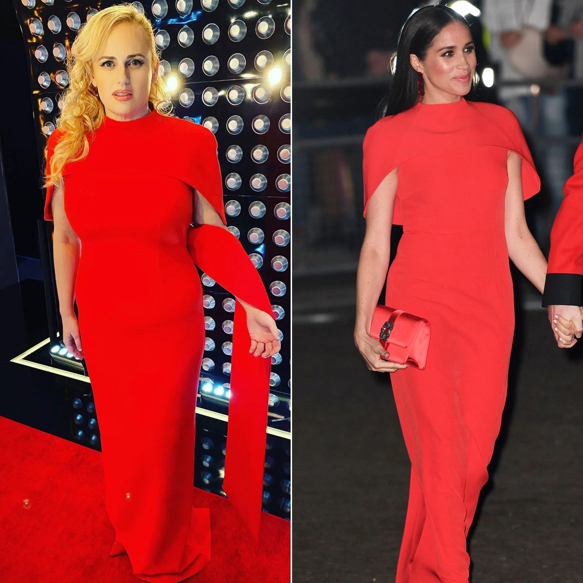 Twins! Rebel Wilson Stuns in Same Red Dress Meghan Markle Wore Last Year