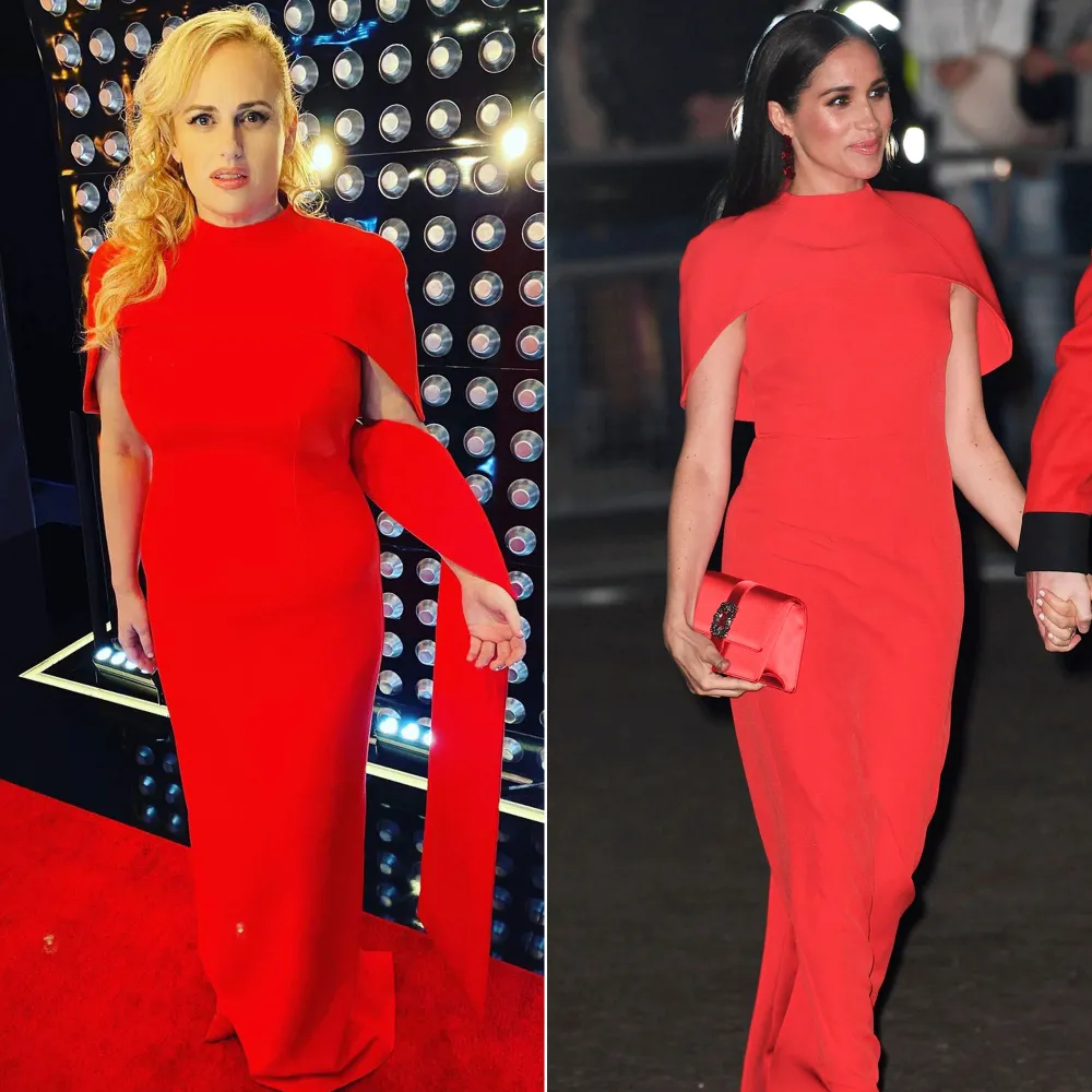 Twins! Rebel Wilson Stuns in Same Red Dress Meghan Markle Wore Last Year