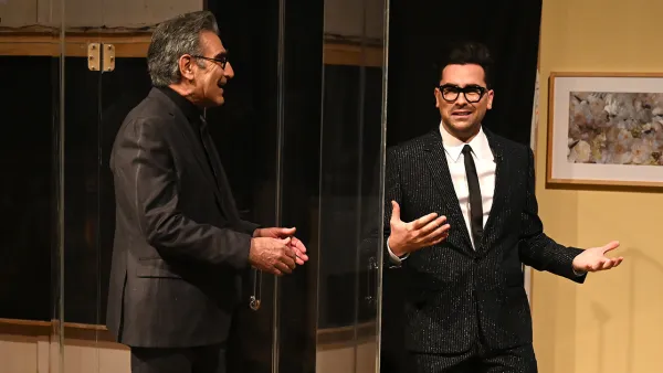 Schitt's Creek's Dan Levy Gets Surprise Visit From Dad Eugene Levy During 'Saturday Night Live' Debut