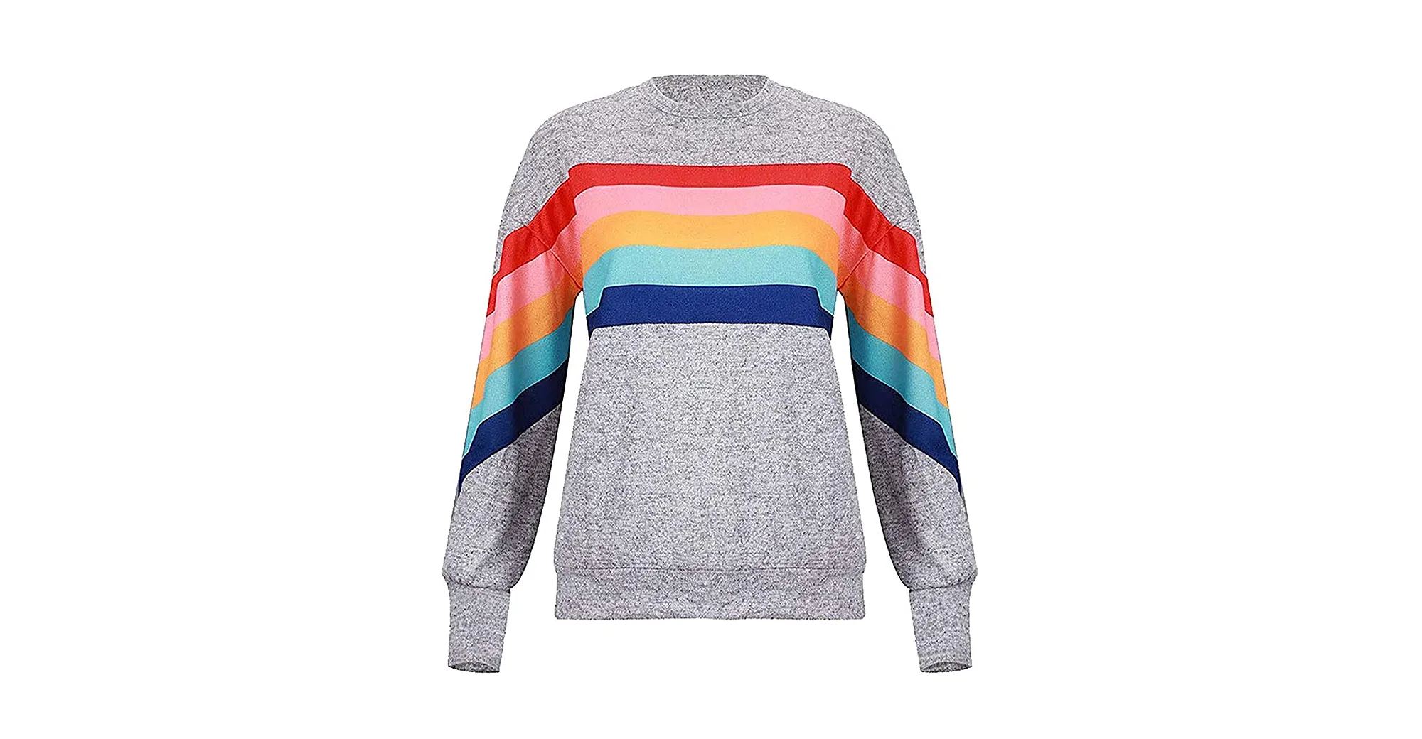 HDLTE Rainbow Striped Color-Block Sweatshirt