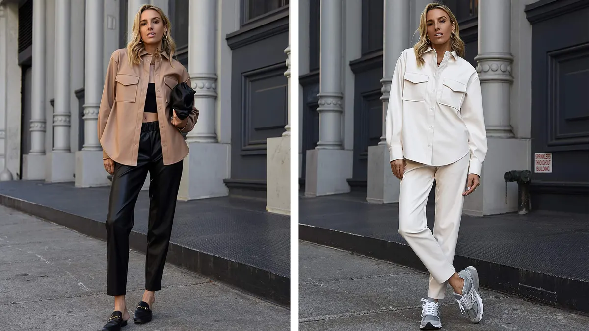 The Drop Women's @lisadnyc Faux Leather Long Shirt Jacket