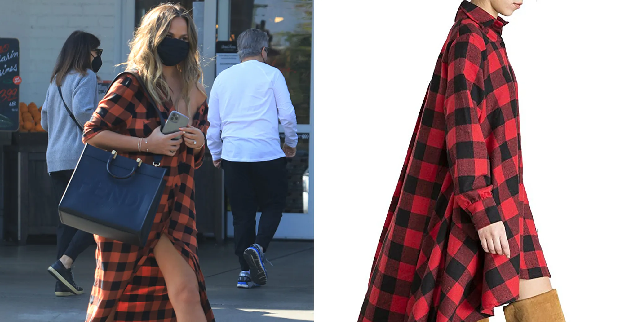 OLRAIN New Plaids Irregular Hem Casual Shirt Dress