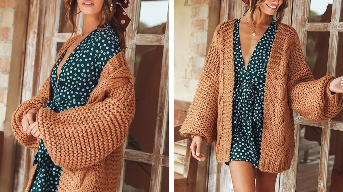 Cicy Bell Open Front Chunky Knit Cardigan