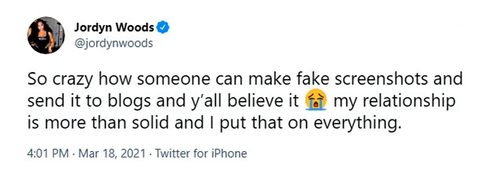 Jordyn Woods Addresses Rumors That Boyfriend Karl-Anthony Towns Is Cheating