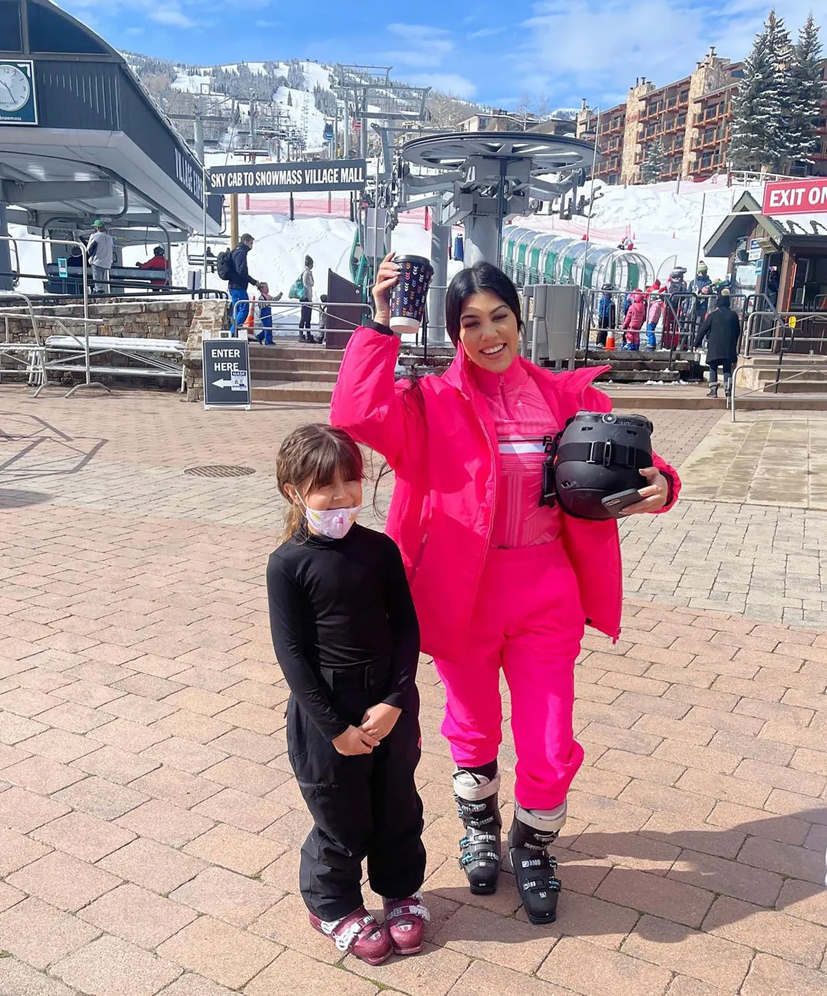 Kourtney Kardashian Pops in Hot Pink on the Ski Slopes