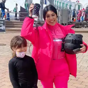 Kourtney Kardashian Pops in Hot Pink on the Ski Slopes