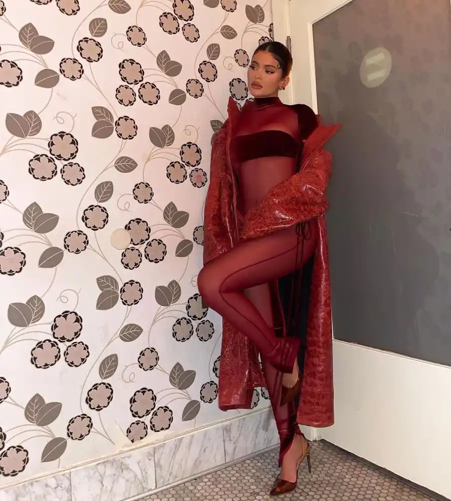 Kylie Jenner Dresses Like a ‘Cherry’ in See-Through Red Leotard