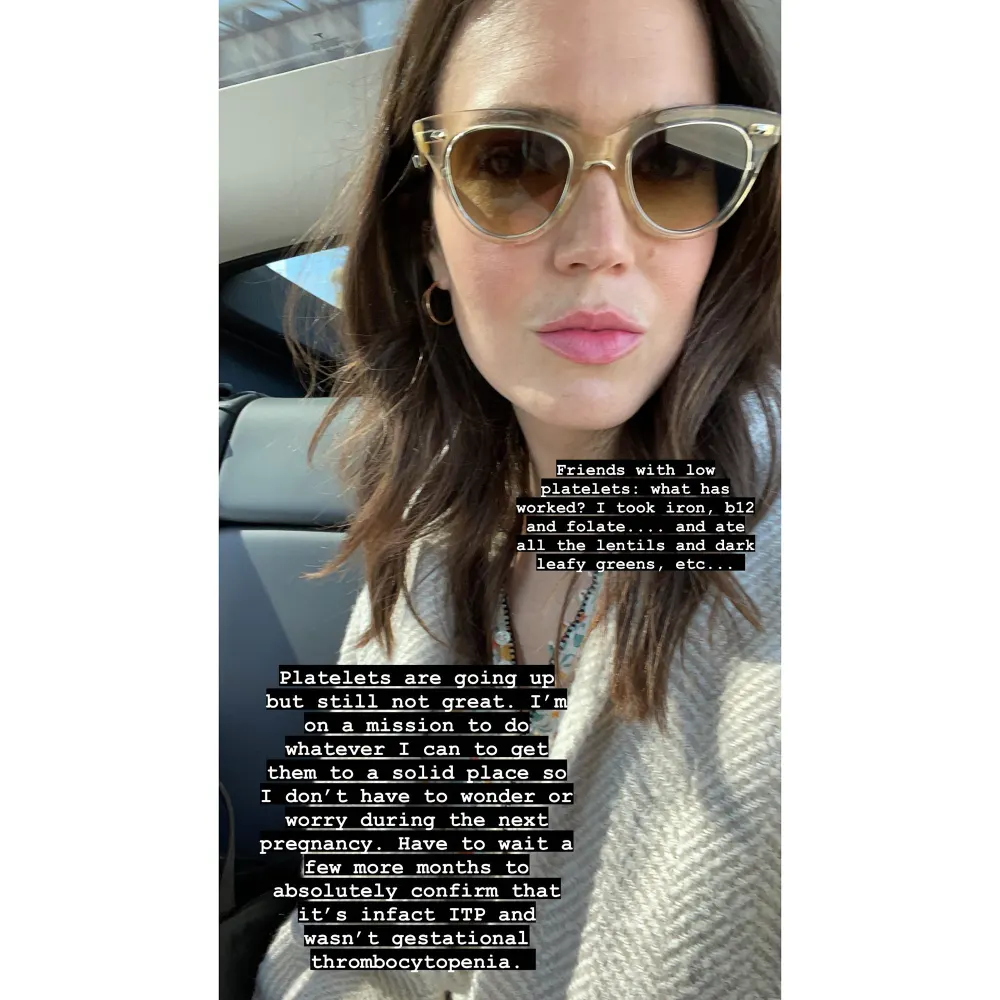 Mandy Moore Gives Health Update After Experiencing Low Platelets During 1st Pregnancy: It&rsquo;s &lsquo;Still Not Great&rsquo;