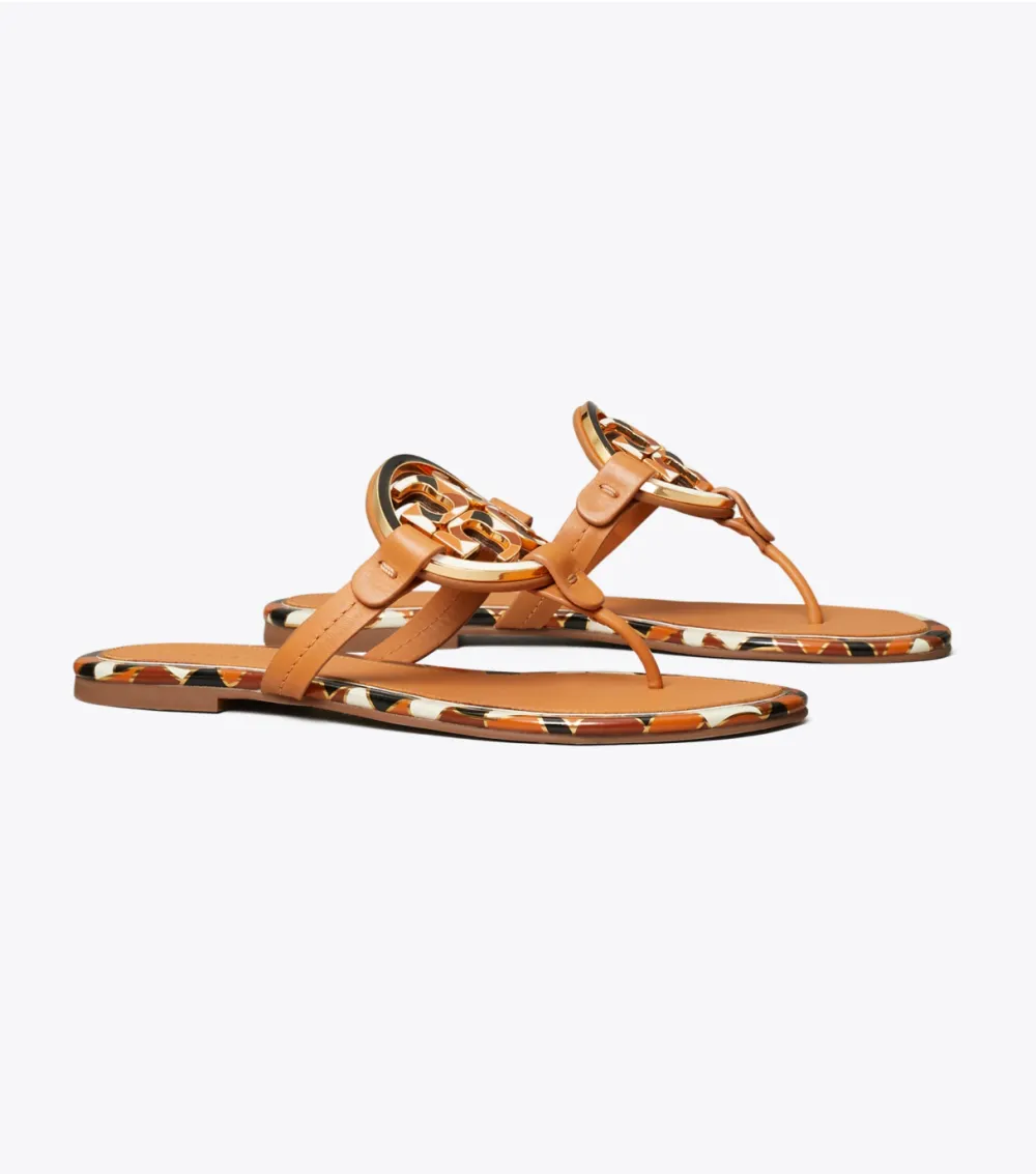 Miller Enamel-Logo Sandal, Leather