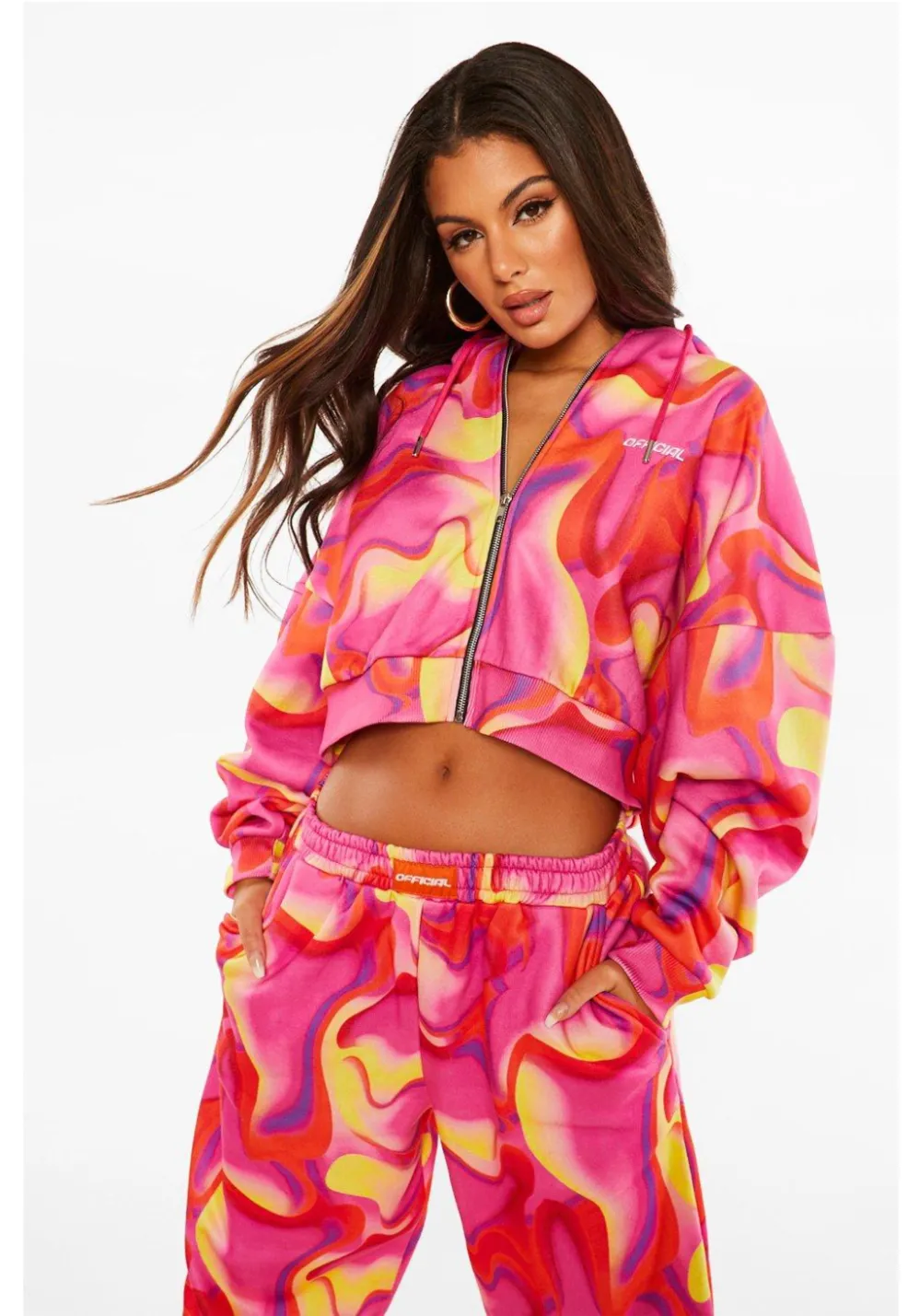 Tie Dye Offical Print Zipped Hoodie