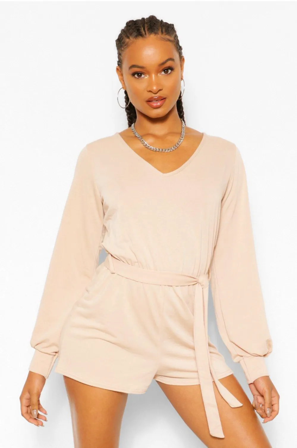 Soft Tie Waist Oversized Lounge Romper