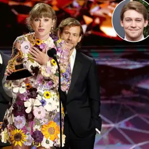 Taylor Swift Shouts Out Boyfriend Joe Alwyn While Accepting Award for Album of the Year Grammys 2021