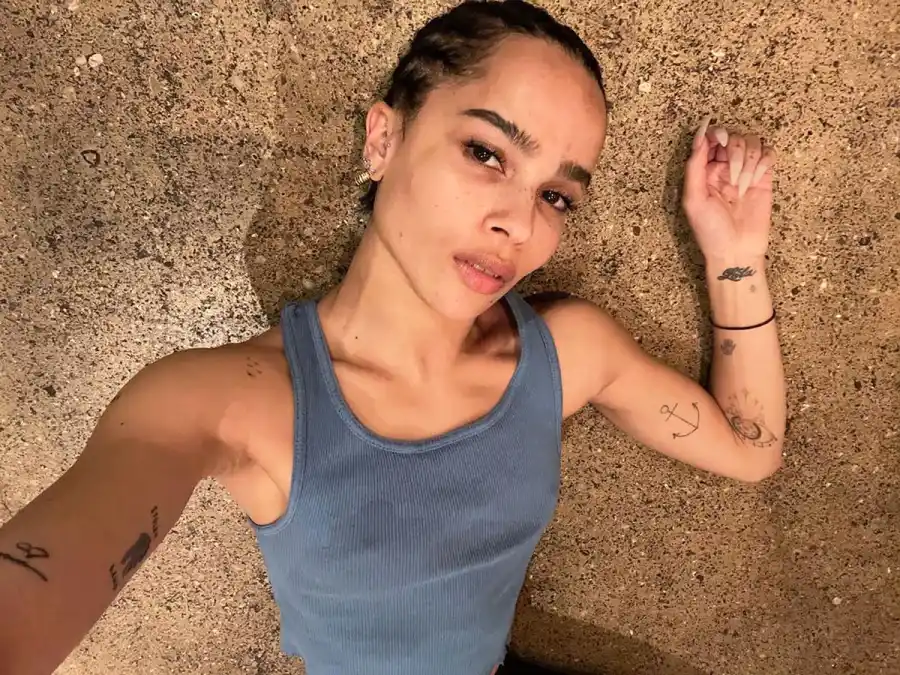 Zoe Kravitz Goes Braless, Shows Off Tattoos