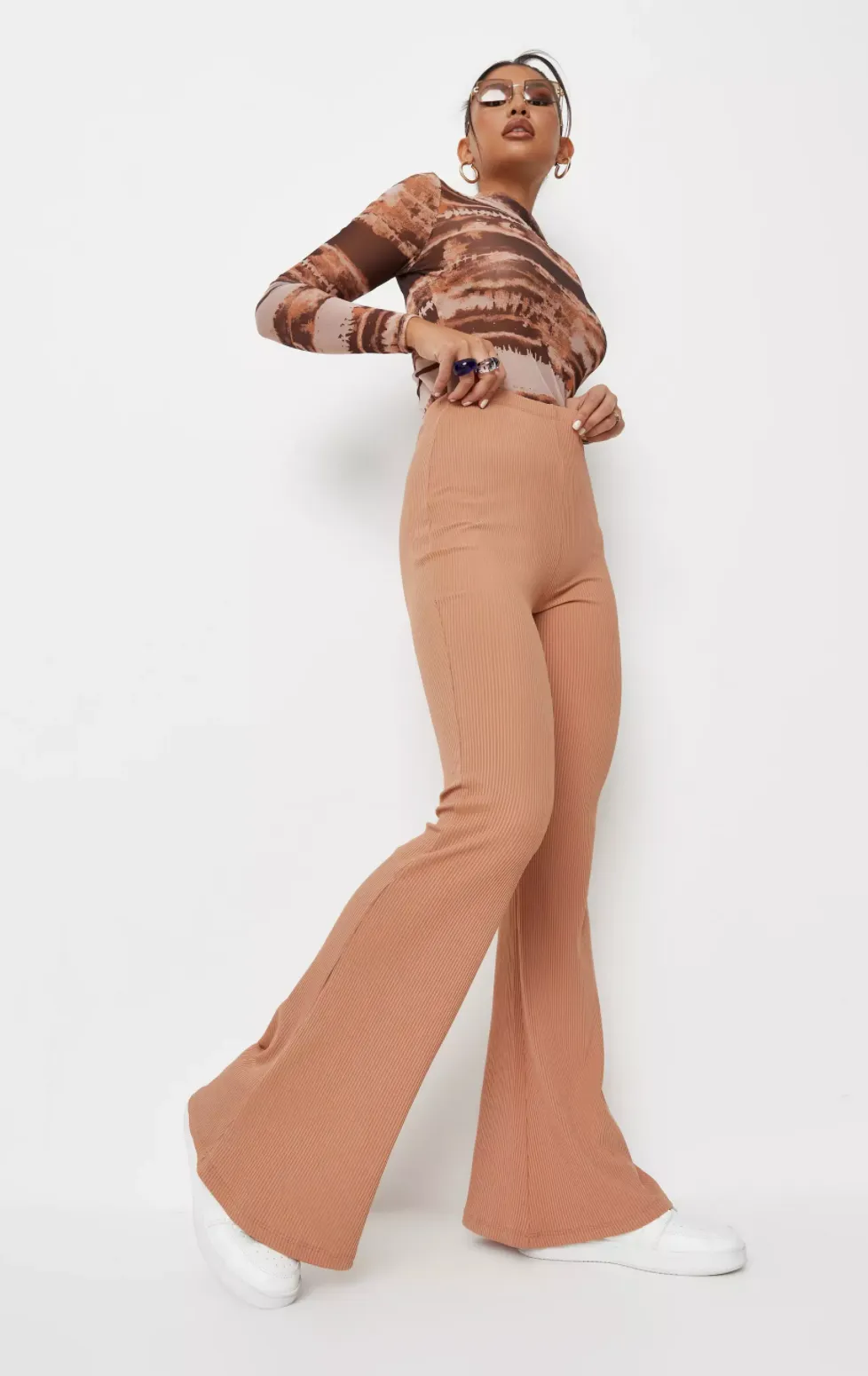 camel rib flared pants