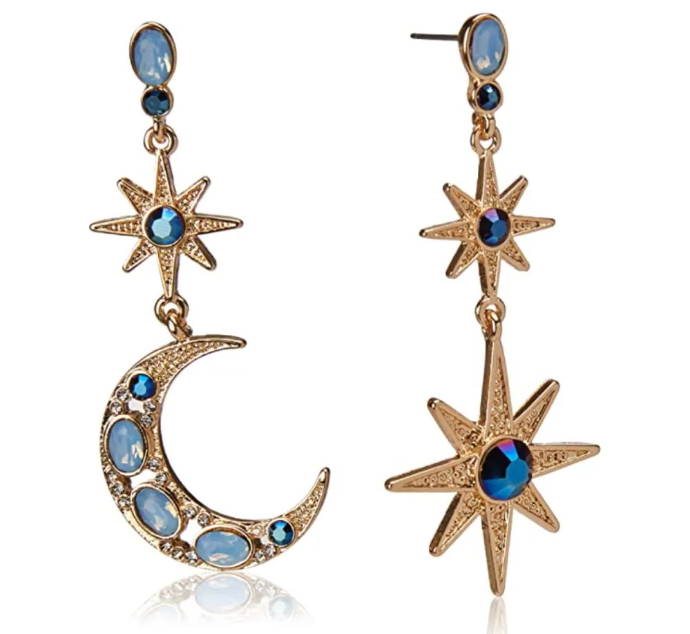 Betsey Johnson Celestial Moon & Star Drop Earrings