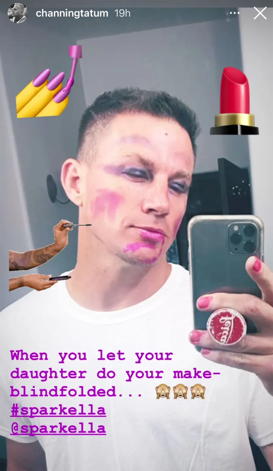 Channing Tatum Lets Daughter Everly Do His Makeup — Blindfolded!