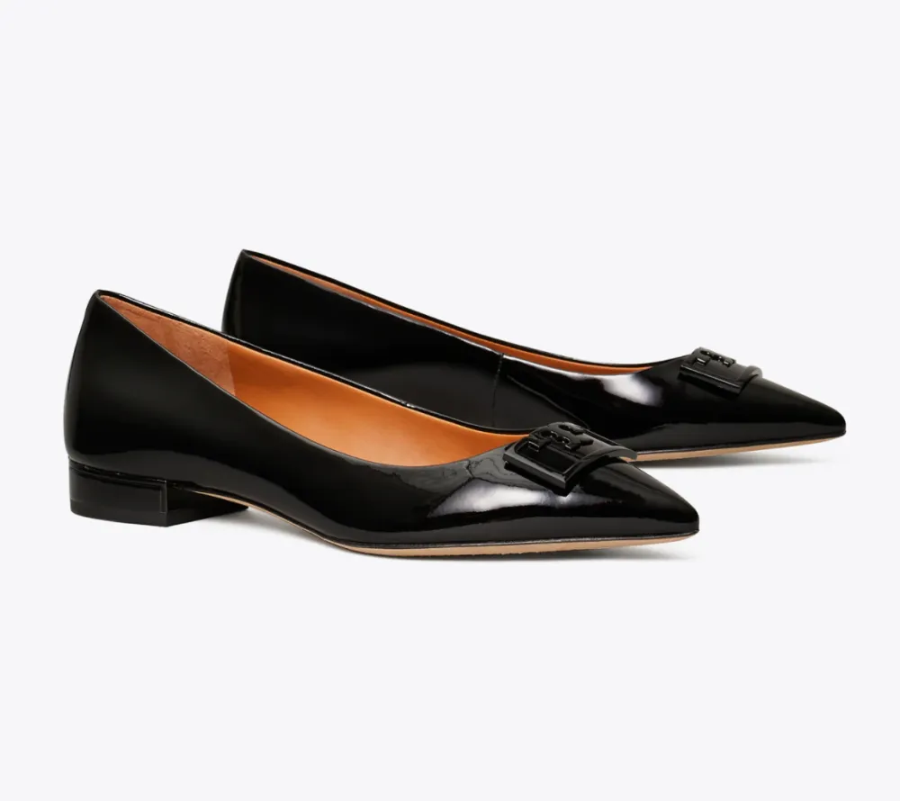 Gigi Patent Pointed-Toe Flat