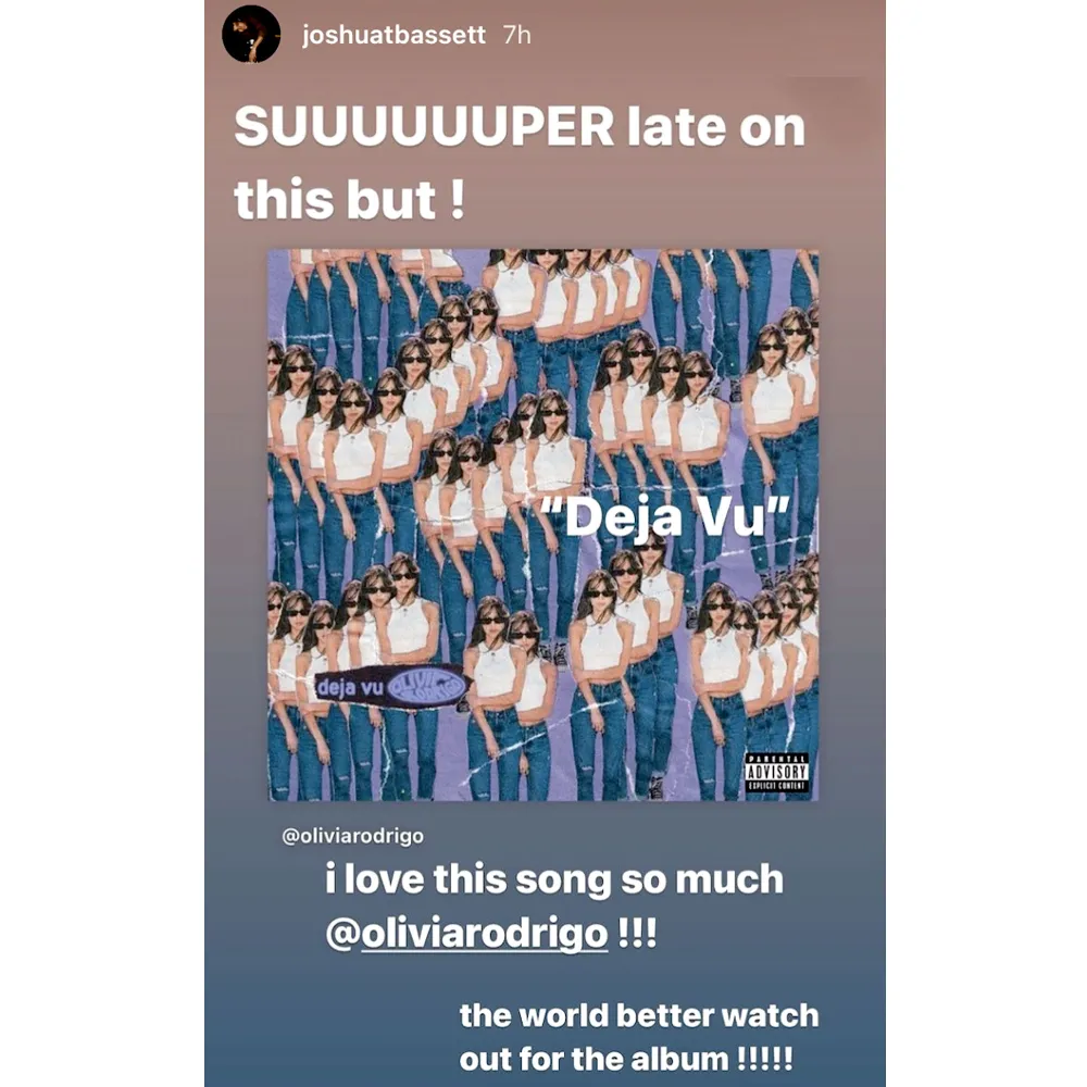 Joshua Bassett Tells Olivia Rodrigo He Loves Her New Song So Much