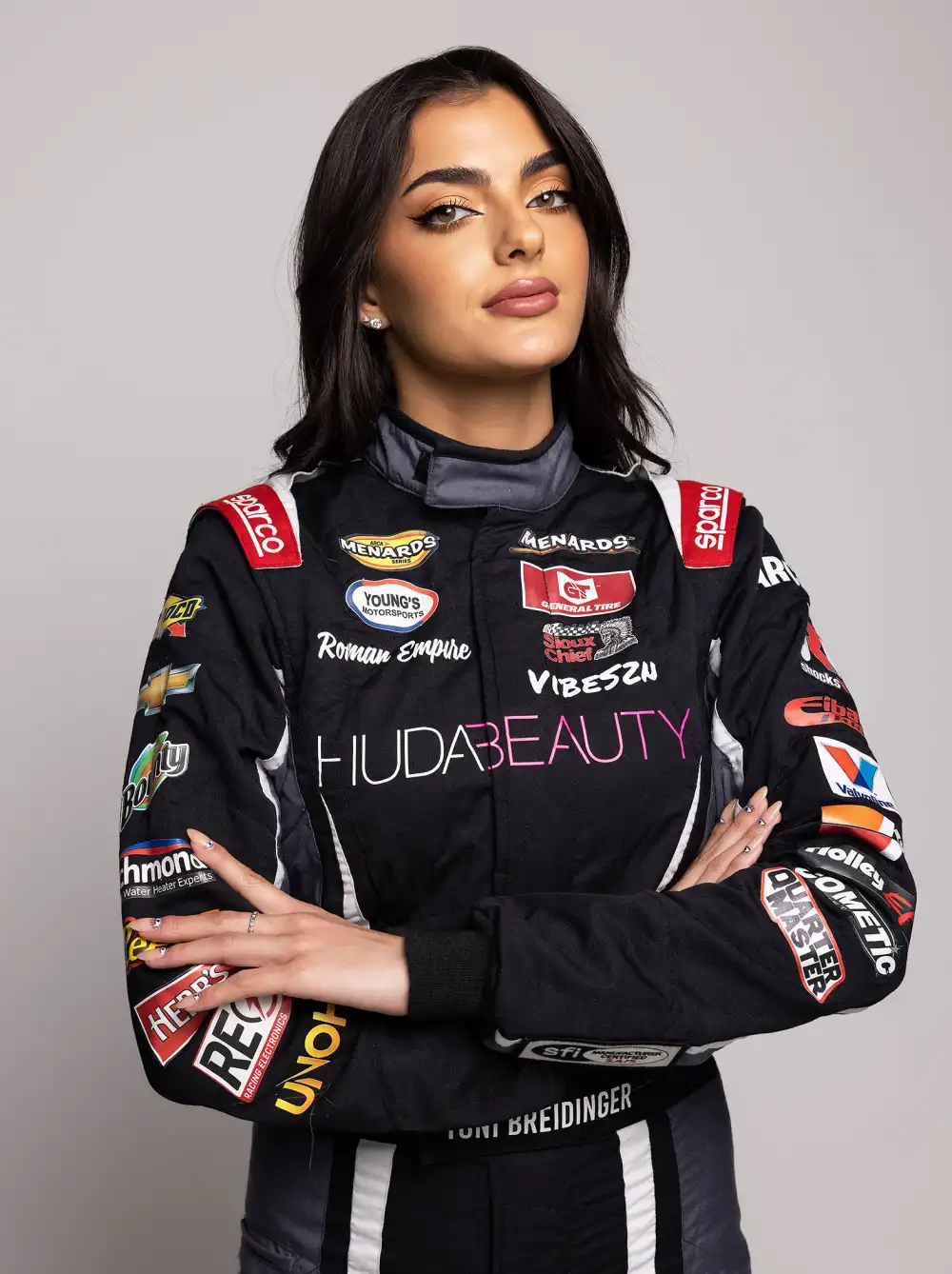 Nascar&rsquo;s 1st Female Arab Driver Is Showing Up in a Huda Beauty Wrapped Car