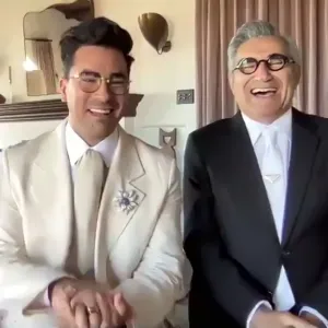 Sarah Levy Daniel Levy and Eugene Levy Outstanding Performance by an Ensemble in a Comedy Series Schitt's Creek SAG Awards 2021