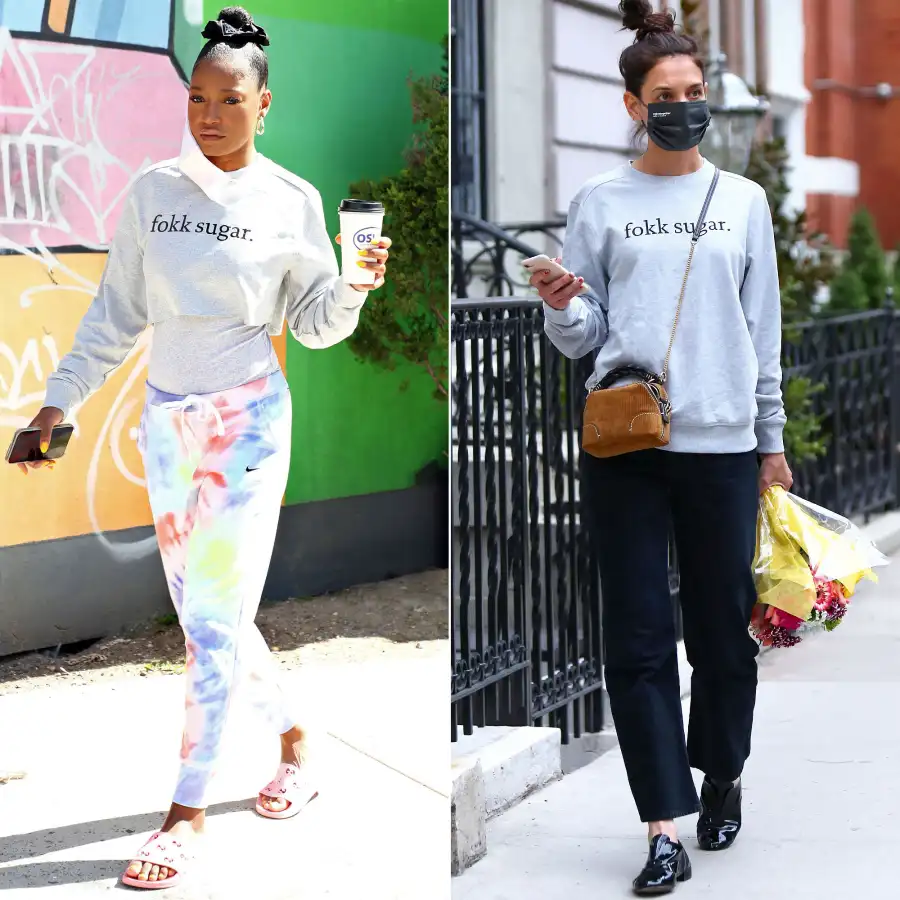 Who Wore It Best? Keke Palmer vs Katie Holmes in ‘Fokk Sugar’ Sweatshirt