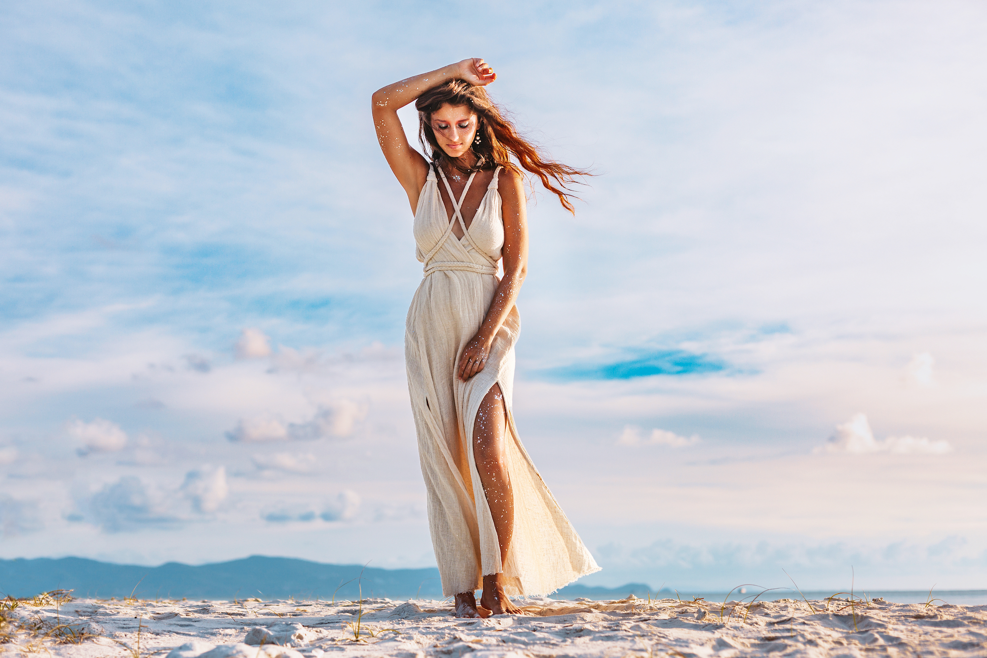 White-Beach-Maxi-Dress-Stock-Photo