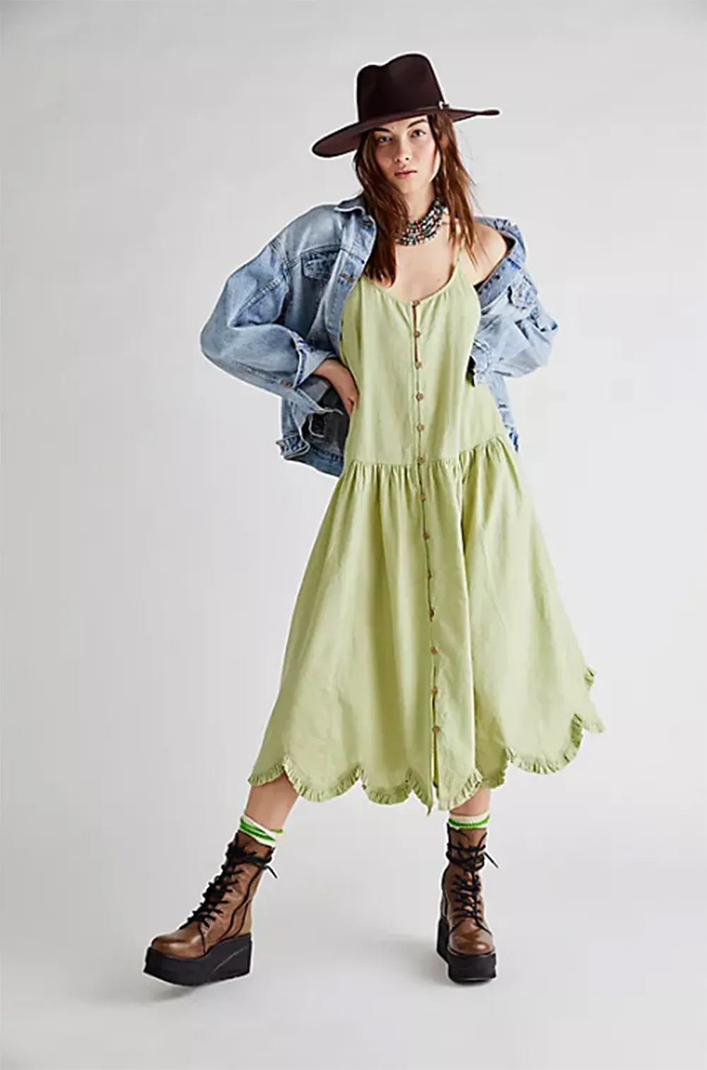 free-people-dress-sale-green-scalloped-hem