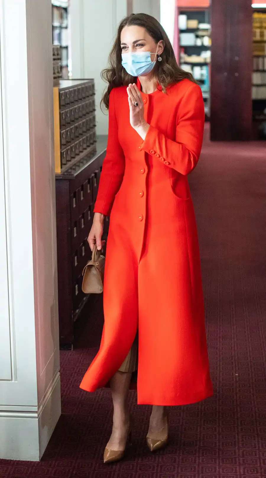 Duchess Kate Stuns in Red Wool Coat and Sky-High Heels for Book Release: Pic