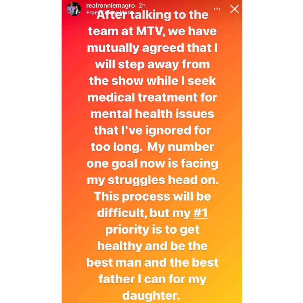 Ronnie Ortiz-Magro Is Stepping Away From Jersey Shore Seek Treatment