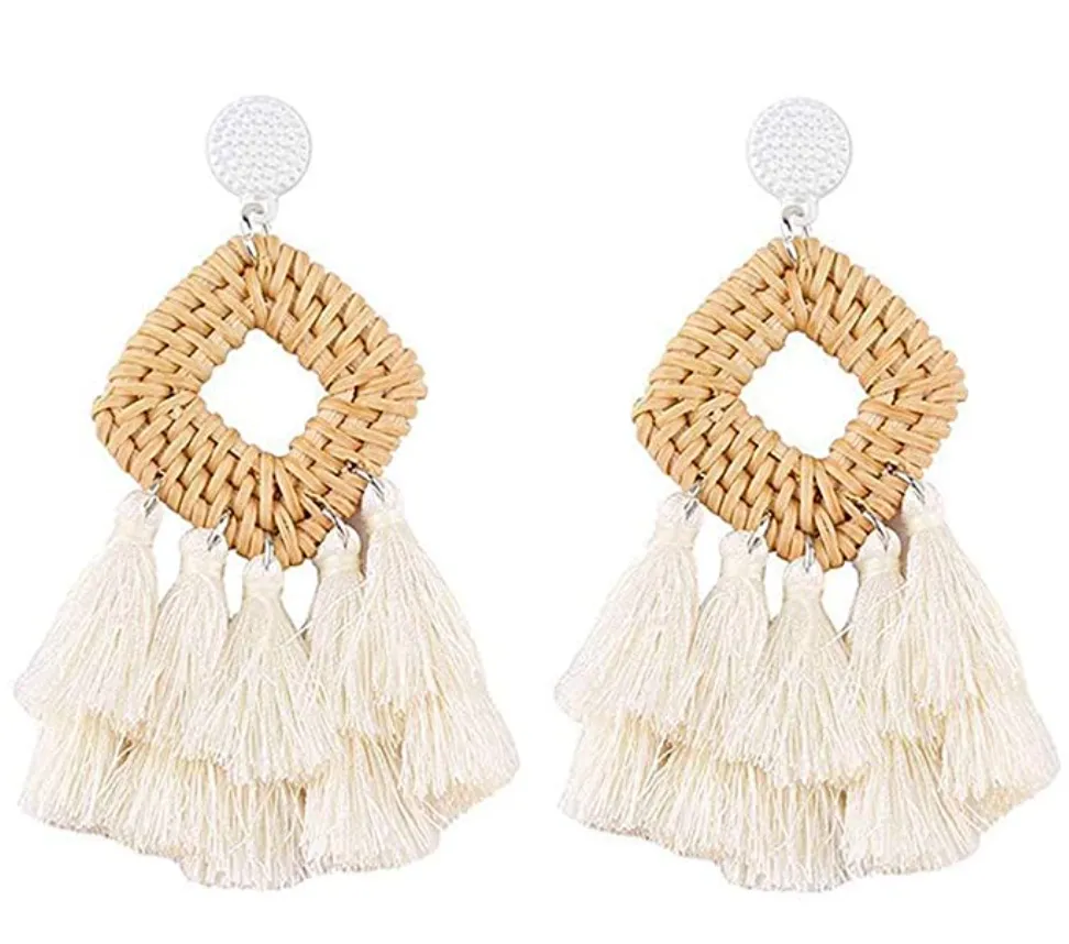 Sunmoon Bohemian Rattan Tassel Earrings