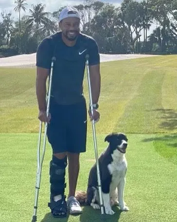 Tiger Woods Details Recovery in First Interview Since Car Accident Crutches Dog