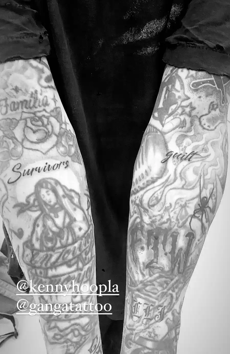 Another One! Travis Barker Gets ‘Survivors Guilt’ Inked on His Elbows