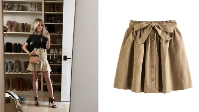 SheIn Casual Self Tie Waist Frill Double Pocket Short Skirt