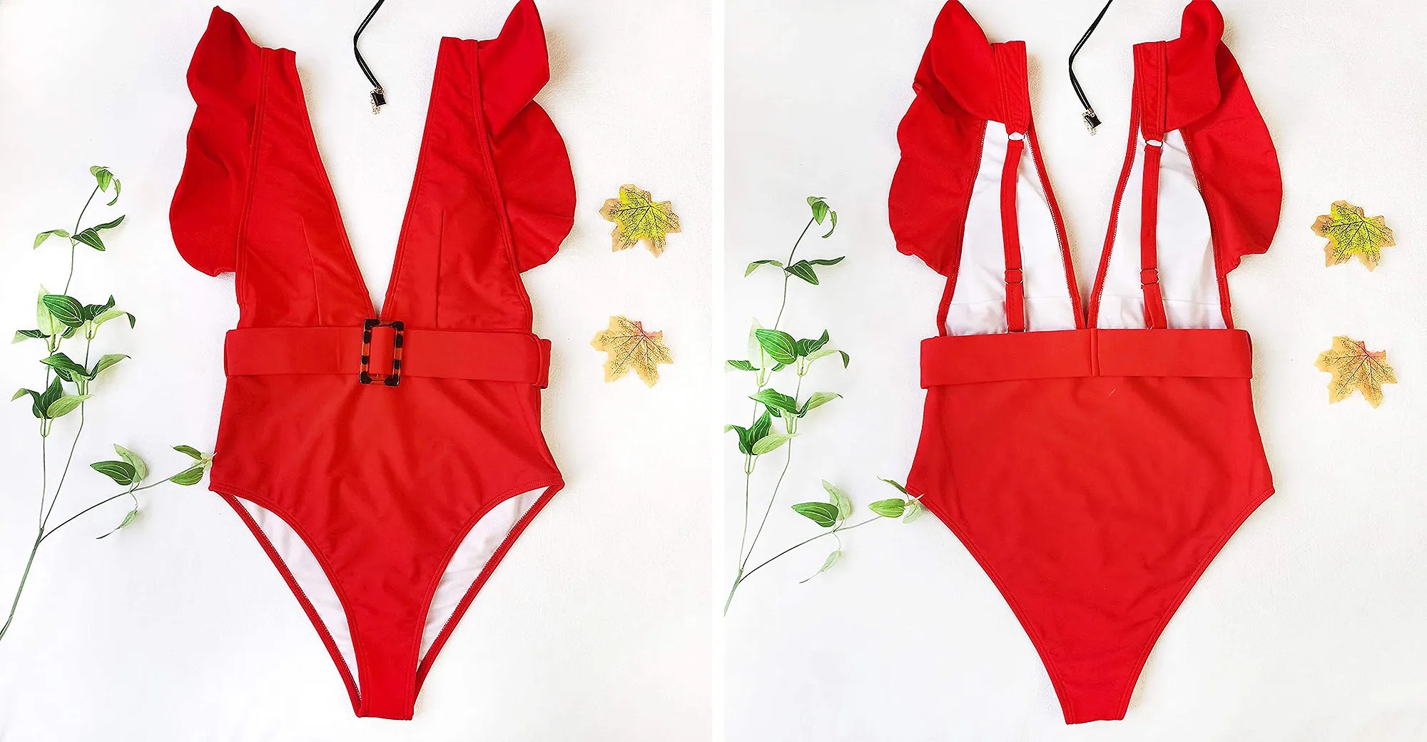 tengweng One-Piece Ruffle Bathing Suit