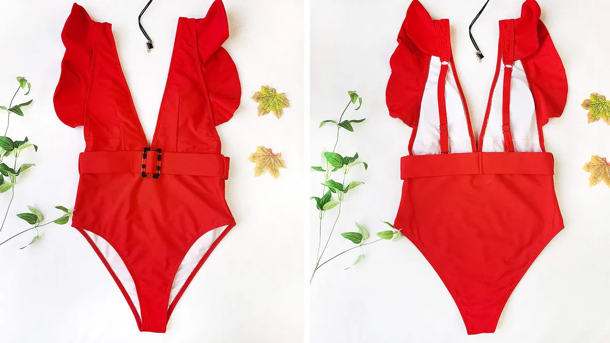 tengweng One-Piece Ruffle Bathing Suit