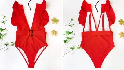 tengweng One-Piece Ruffle Bathing Suit