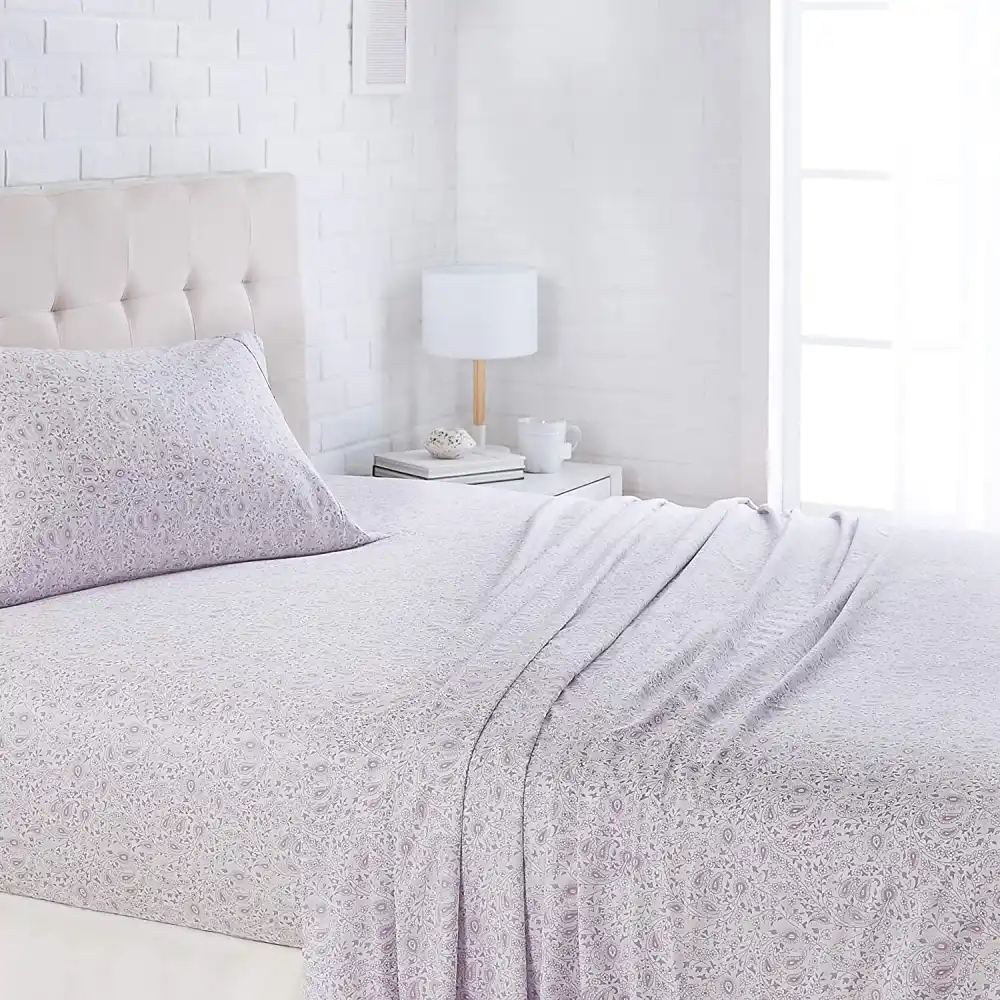 Amazon Basics Microfiber Sheet Set, Twin, Lavender Paisley
