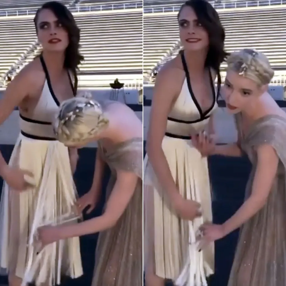 BFF Goals! Anya Taylor-Joy Prevents Cara Delevingne&rsquo;s Wardrobe Malfunction