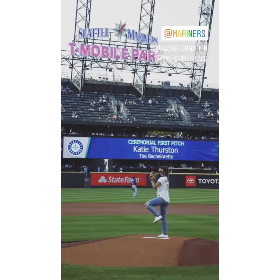 Bachelorette's Katie Thurston Throws Out First Pitch at Seattle Mariners Game