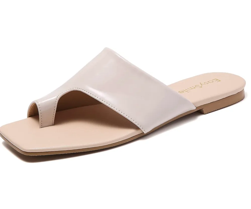 Easysmile Open Square Toe Flat Sandals