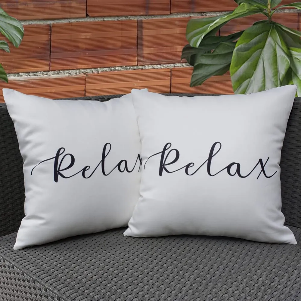 KRINGSIA Pack of 2, Relax Outdooor Waterproof Throw Pillow Covers