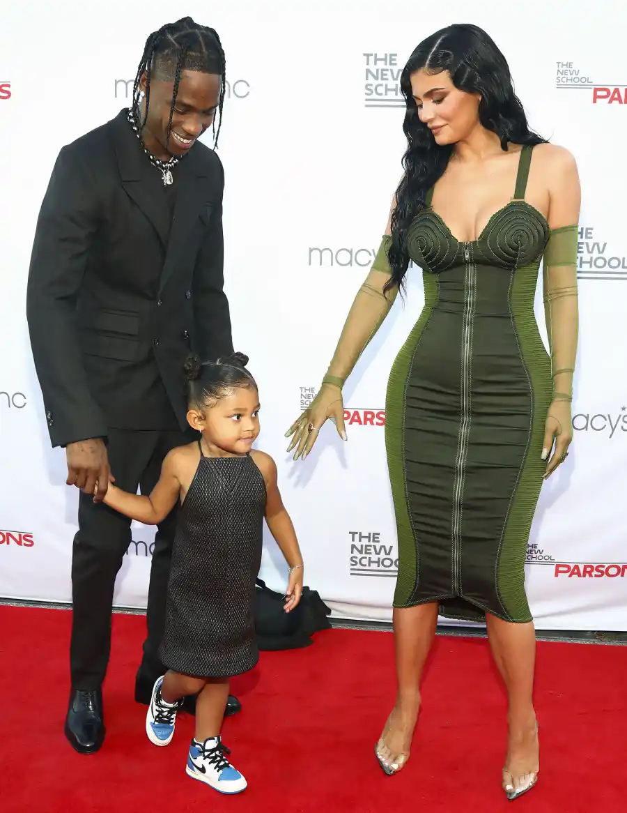 Travis Scott Attends Red Carpet Event With ‘Wifey’ Kylie and Stormi: Pics