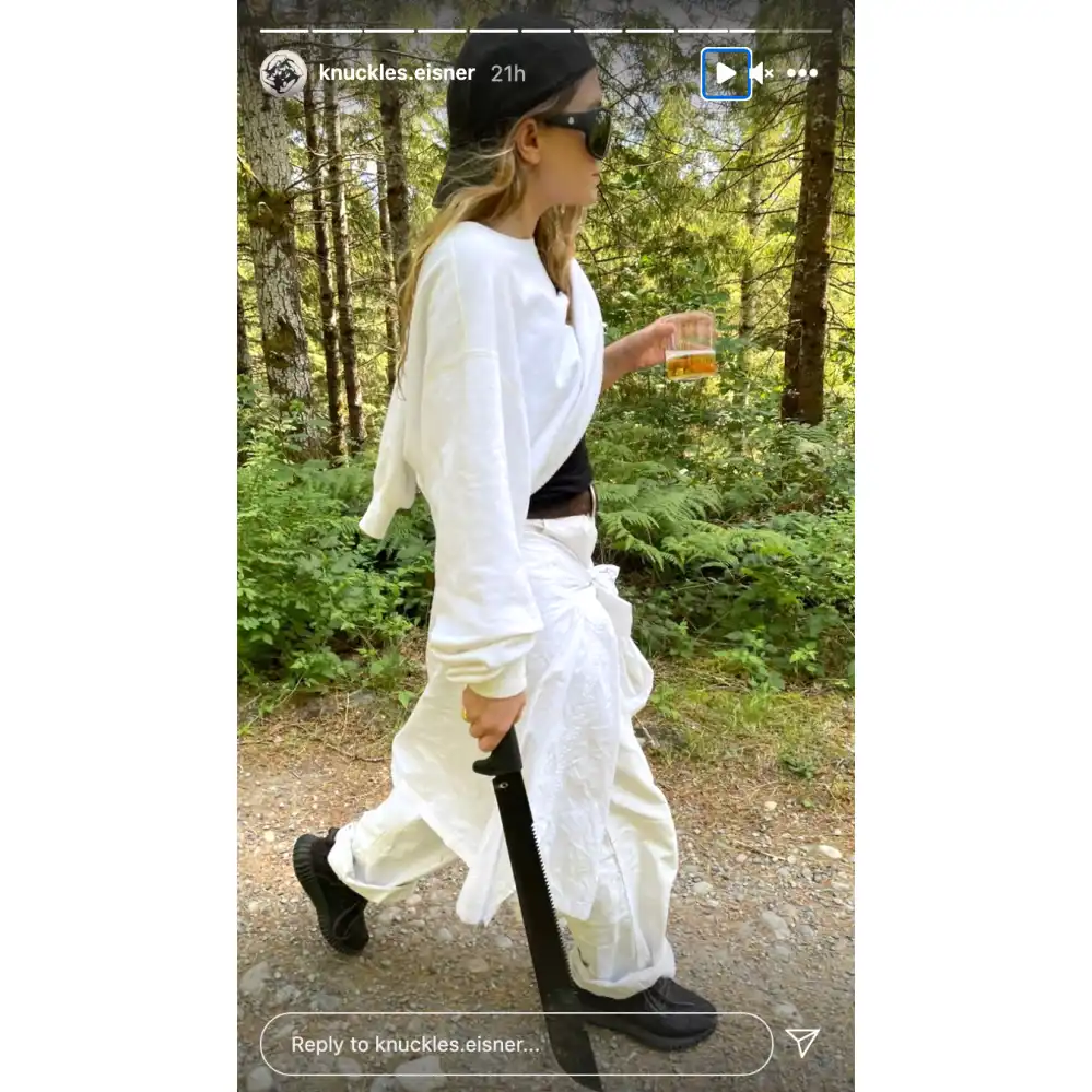 Ashley Olsen and Boyfriend Louis Eisner Hike in the Woods &mdash; With a Drink and a Machete