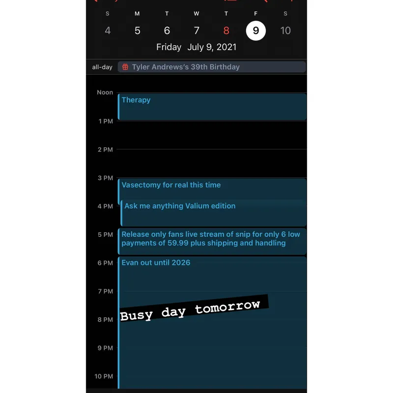 Bachelor in Paradise Evan Bass Marks Vasectomy Appointment on Calendar 2