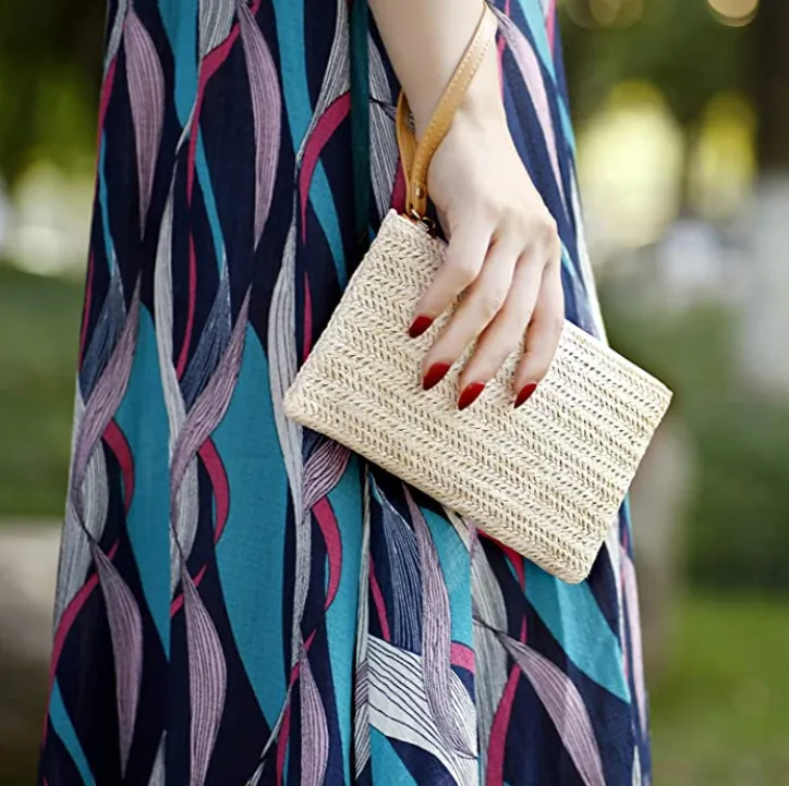 COOKOOKY Women's Straw Clutch Bag