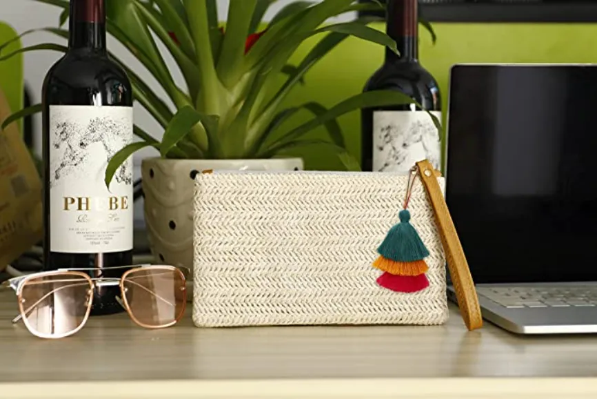 COOKOOKY Women's Straw Clutch Bag