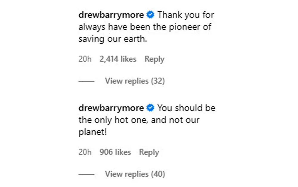 Drew Barrymore Flirts With Leonardo DiCaprio Climate Change Post